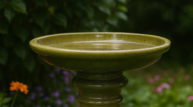Verdant Haven Ceramic Birdbath