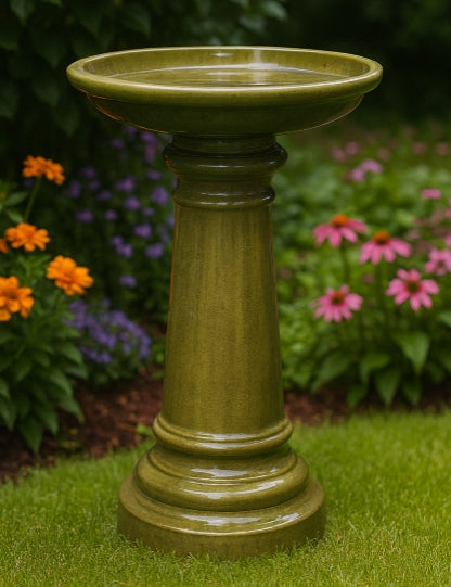 Verdant Haven Ceramic Birdbath