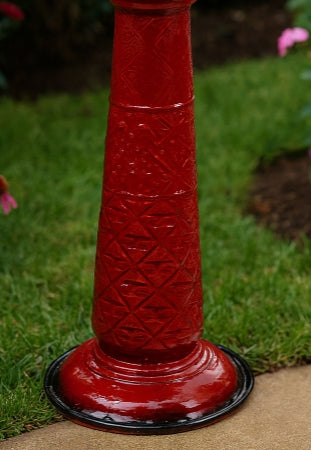Scarlet Bloom Metal Birdbath
