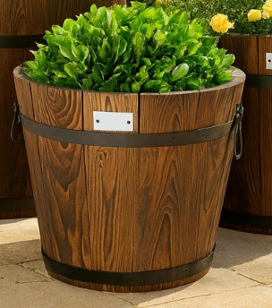 Harvest Oak Barrel Planter Trio