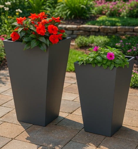 Slate Arc Modern Planter Duo