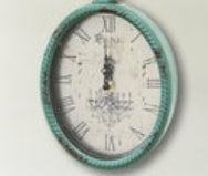 Vintage-Style Oval Metal Wall Clock