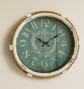 Vintage Nautical Wall Clock with Distressed Metal Frame