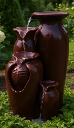 Meridian Burgundy Tiered Jar Fountain