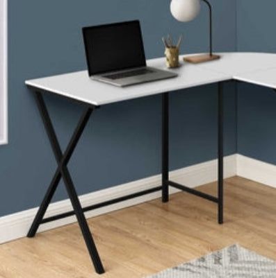 Aeris 55" White + Black Corner Workstation Desk