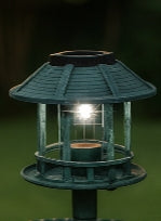 Solar-Lit Birdbath with Fleur-de-Lis Accents