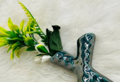 Green Two-Mouth Ceramic Vase