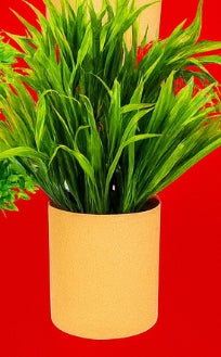 Verdant Modern Cylinder Faux Botanical – Artificial Potted Plant (Brown Cylinder Pot)