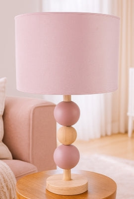 Powder Pink Table Lamp with Gold Foil Interior