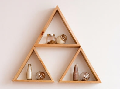 Arlo Trio Wooden Wall Display Shelves – Hanging Triangle Set (3-Piece)