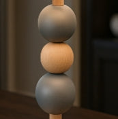 Warm Glow Luxe Table Lamp – Grey Wood Base & Gold-Lined Shade