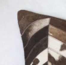 Brown and Off-White Chevron Cowhide Throw Pillow