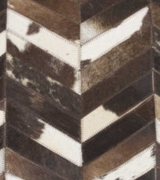 Brown and Off-White Chevron Cowhide Throw Pillow