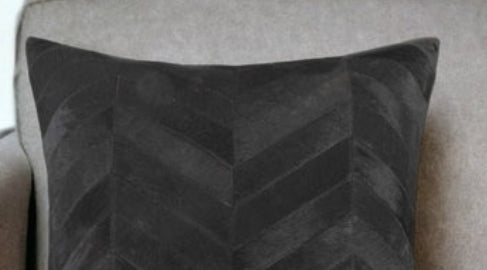 Black Cowhide Throw Pillow