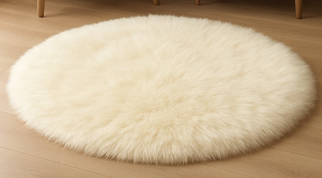 Round Off-White Sheepskin Rug