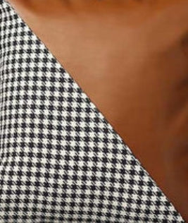 Houndstooth and Faux Leather Split Design Throw Pillow