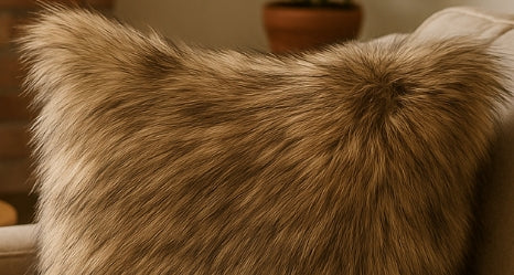 Gray Faux Fur Animal Print Luxury Throw Pillow