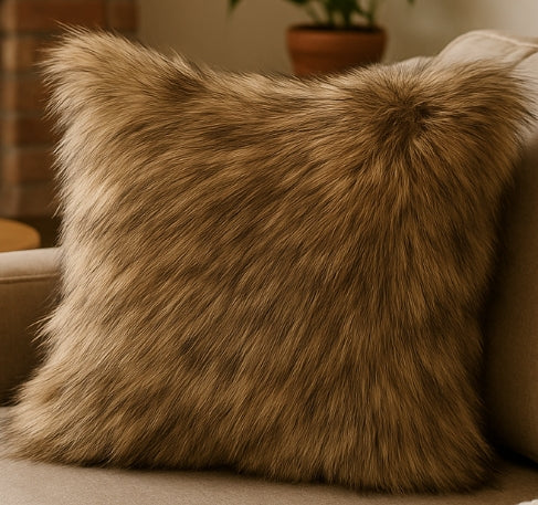 Gray Faux Fur Animal Print Luxury Throw Pillow