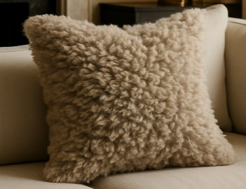Champagne Faux Fur Luxury Throw Pillow