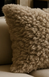 Champagne Faux Fur Luxury Throw Pillow