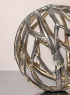 Petite Gold Tree Branch Orb Sculpture