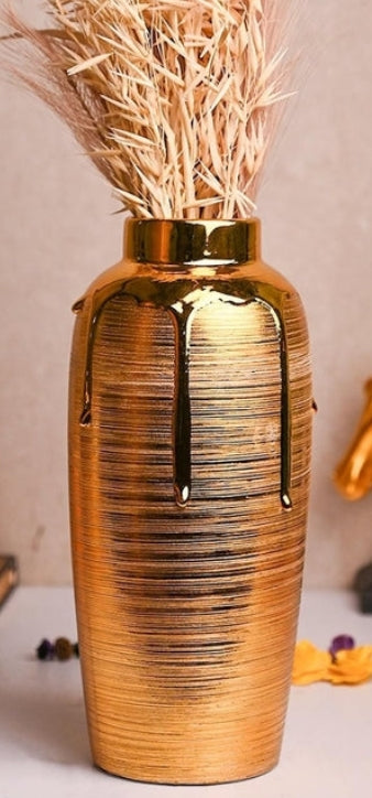 Gilded Luxe Ceramic Statement Vase