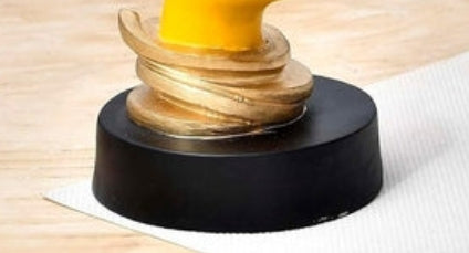 Modern Yellow Abstract Face Sculpture on Gold Base