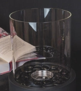 Round Black Metal & Glass Bio-Ethanol Fireplace