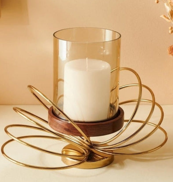 Glass Hurricane Candle Holder with Butterfly Base