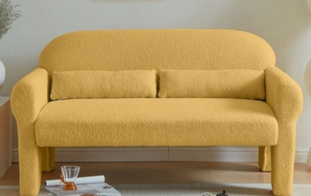 Solene Bouclé Loveseat – Marigold Yellow