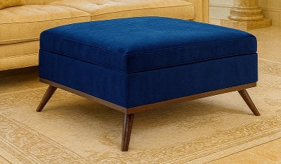 Owen Velvet Storage Ottoman – Sapphire Blue