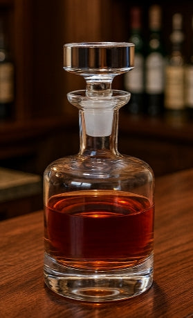 Mouth-Blown Crystal Whiskey Decanter – 28-Ounce Capacity