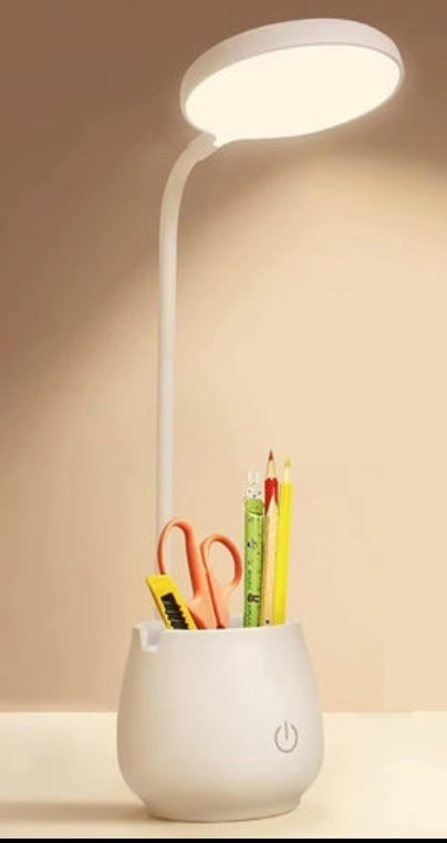 LED Desk Lamp with Integrated Organizer and Adjustable Lighting