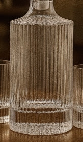 Embossed Glass Decanter and Old-Fashioned Tumbler Set – Five-Piece Collection