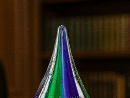 Mouth-Blown Teardrop Crystal Centerpiece on Polished Base – 12" Art Glass Sculpture