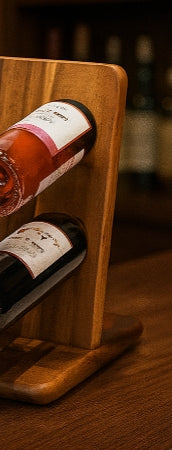 Floating Acacia Wood Wine Bottle Holder – 4-Bottle Vertical Display