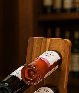 Floating Acacia Wood Wine Bottle Holder – 4-Bottle Vertical Display