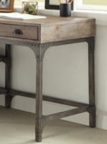 Weathered Oak & Antique Silver Writing Desk – Traditional Veneer Finish 47"