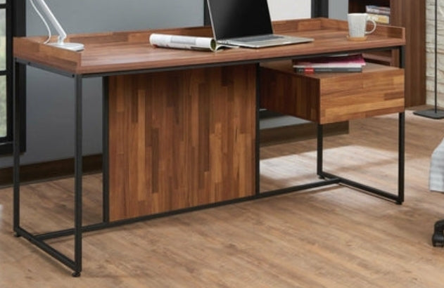 Walnut & Sandy Black Metal Desk – Contemporary Home Office Design 62"