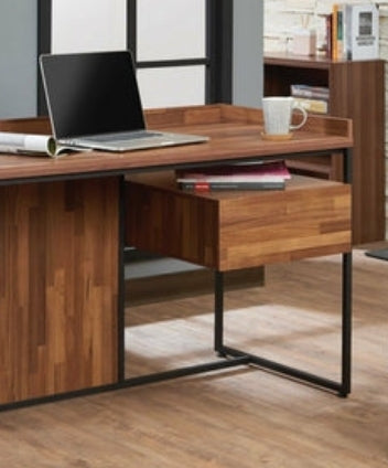 Walnut & Sandy Black Metal Desk – Contemporary Home Office Design 62"