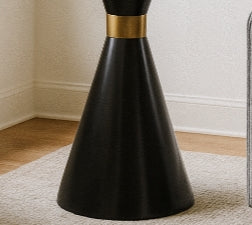 Simone Accent Table – White Marble Top with Bronze Hourglass Base