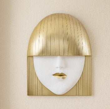 Fashion Faces Wall Art – Large “Pout” in White and Gold Leaf