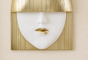 Fashion Faces Wall Art – Large “Pout” in White and Gold Leaf