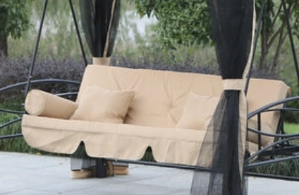 Outdoor Patio Swing with Mesh Wall & Canopy 3-Person