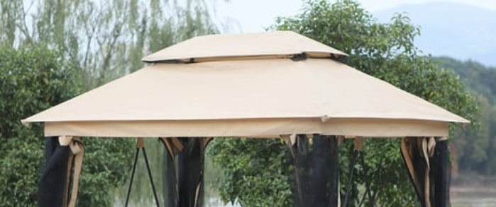 Outdoor Patio Swing with Mesh Wall & Canopy 3-Person