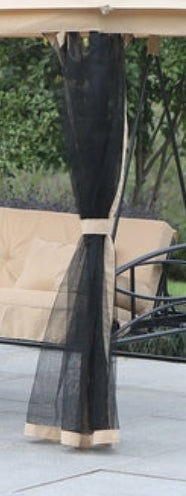 Outdoor Patio Swing with Mesh Wall & Canopy 3-Person