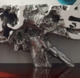 Freeform Silver Leaf Console Table – Large Sculptural Resin Statement Piece