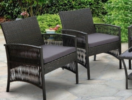 Harp Outdoor Furniture Set – Dark Grey Wicker with Cushions 4-Piece