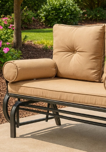 Outdoor Patio Glider with Cushions – Quiet Steel Frame Porch Rocker