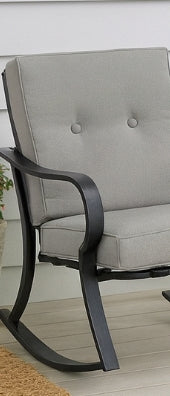 Outdoor 3-Piece Patio Furniture Table Rocking Chairs Set with Grey